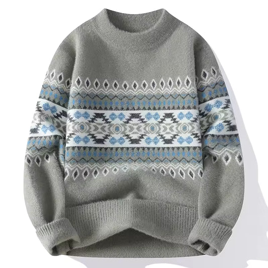 Men’s Nordic Pattern Winter Sweater — Cozy Vintage Knit Pullover