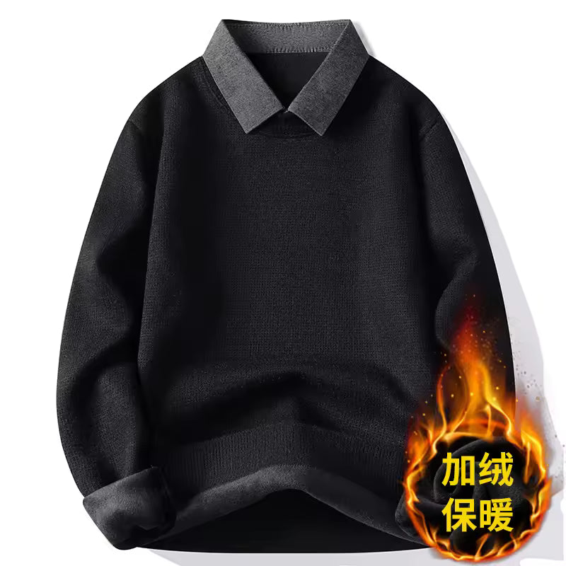 Men’s Thermal Collar Knit Sweater — Smart Warmth, Modern Elegance