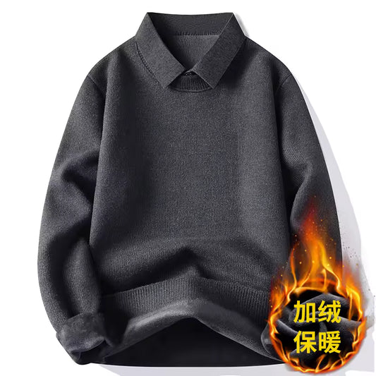 Men’s Thermal Collar Knit Sweater — Smart Warmth, Modern Elegance