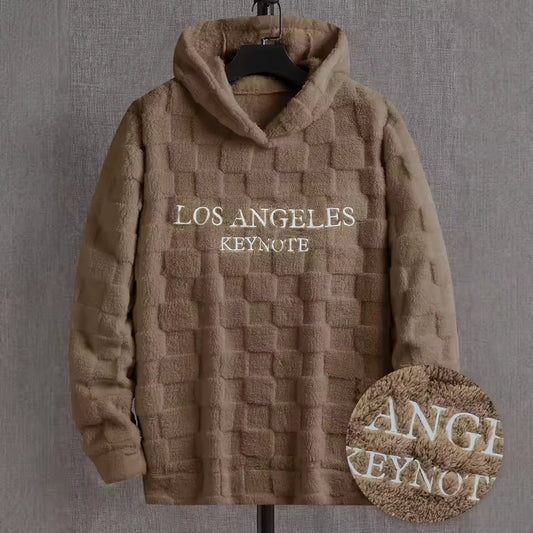 Men’s Los Angeles Plush Hoodie – Soft Fleece Winter Pullover with Embroidered Lettering