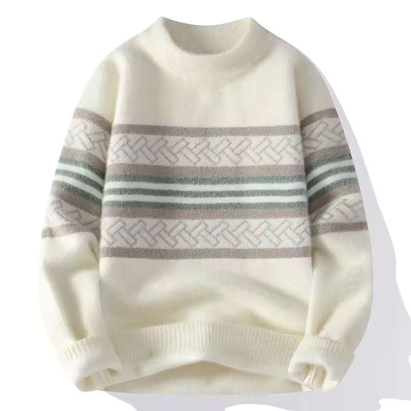 Men’s Nordic Stripe Knit Sweater — Sleek Warmth, Effortless Edge