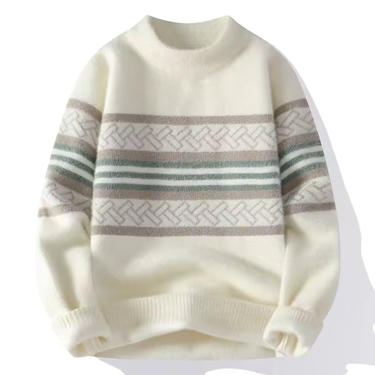 Men’s Nordic Stripe Knit Sweater — Sleek Warmth, Effortless Edge
