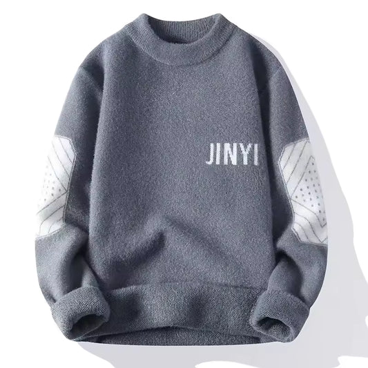 Men’s “JINYI” Patchwork Knit Sweater — Casual Winter Warm Pullover