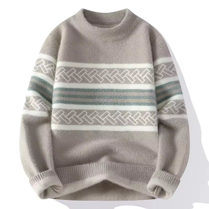 Men’s Nordic Stripe Knit Sweater — Sleek Warmth, Effortless Edge