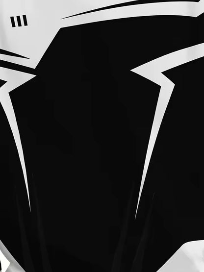 Men’s Streetwear Graphic Hoodie – Black & White Tech Design Pullover