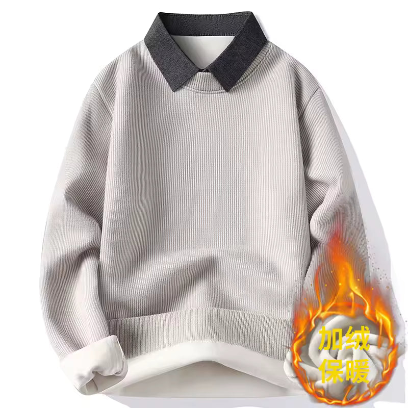 Men’s Thermal Collar Knit Sweater — Smart Warmth, Modern Elegance