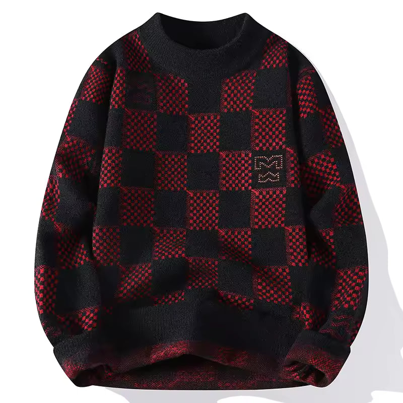 Men’s Classic Checker Knit Sweater — Timeless Warmth, Effortless Class