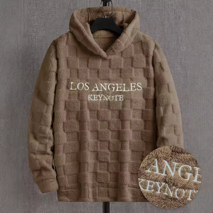 Men’s Los Angeles Plush Hoodie – Soft Fleece Winter Pullover with Embroidered Lettering
