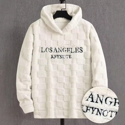Men’s Los Angeles Plush Hoodie – Soft Fleece Winter Pullover with Embroidered Lettering
