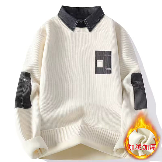 Men’s Dual-Tone Collar Knit Sweater — Smart Warmth, Effortless Elegance