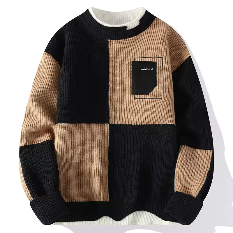 Men’s Modern Block Knit Sweater — Warmth Meets Effortless Style