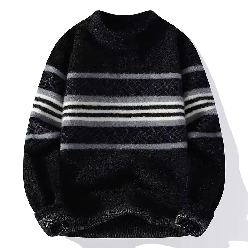 Men’s Nordic Stripe Knit Sweater — Sleek Warmth, Effortless Edge