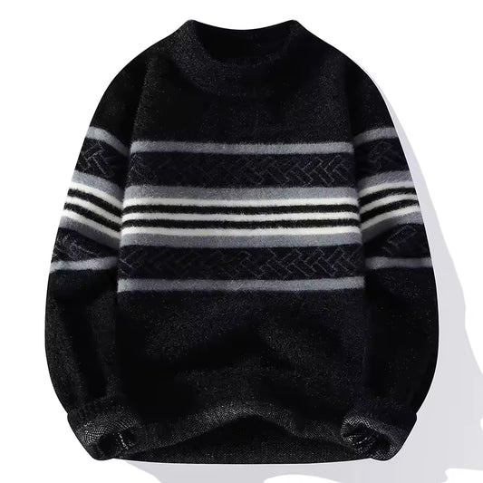 Men’s Nordic Stripe Knit Sweater — Sleek Warmth, Effortless Edge